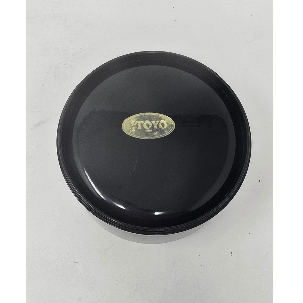 Vtg Japanese Maki-e Lacquer trinket box black round lidded floral